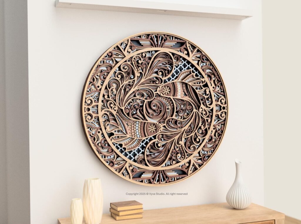 3D Layered Koi Fish Laser Cut File