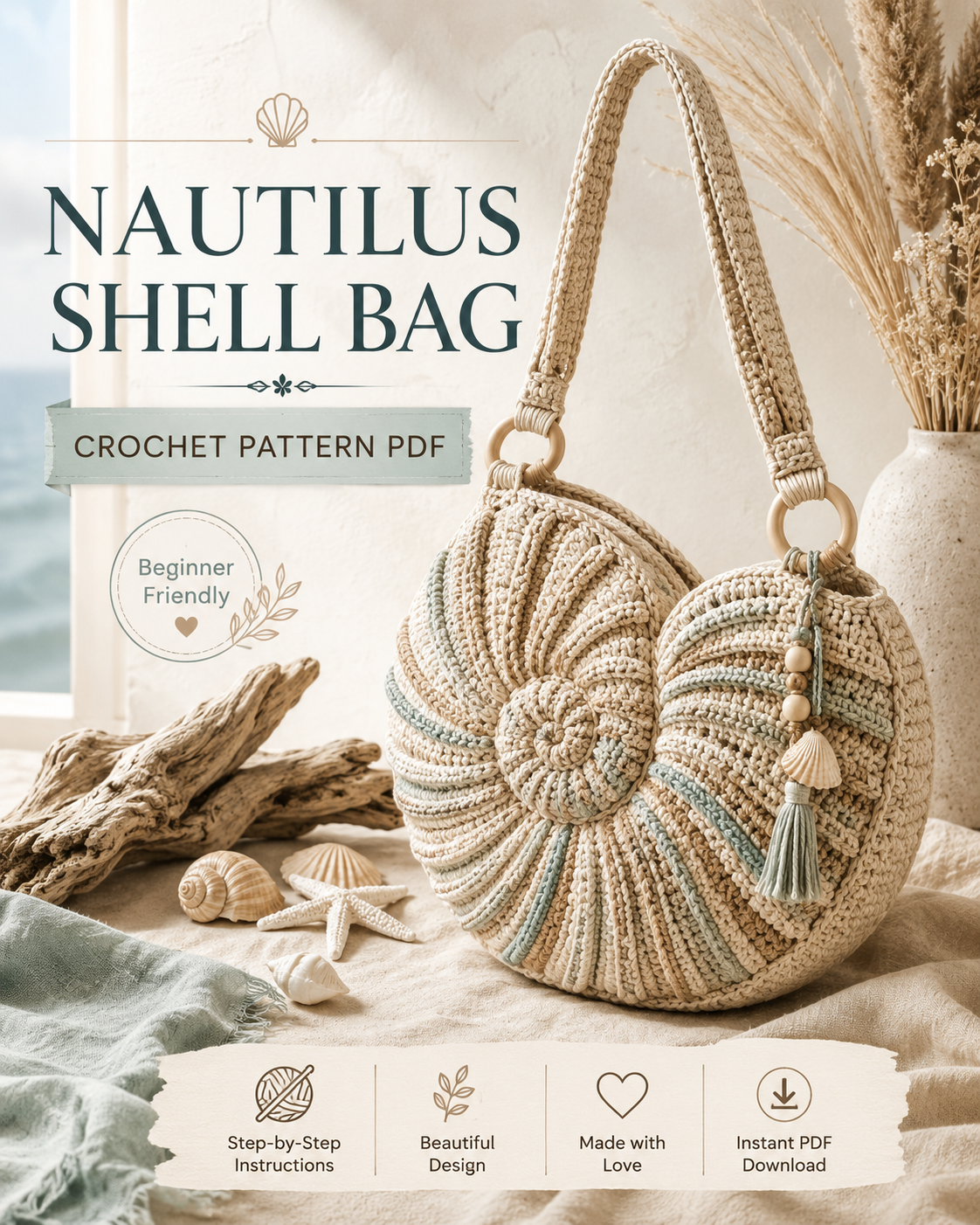 Nautilus Shell Bag Crochet Pattern PDF