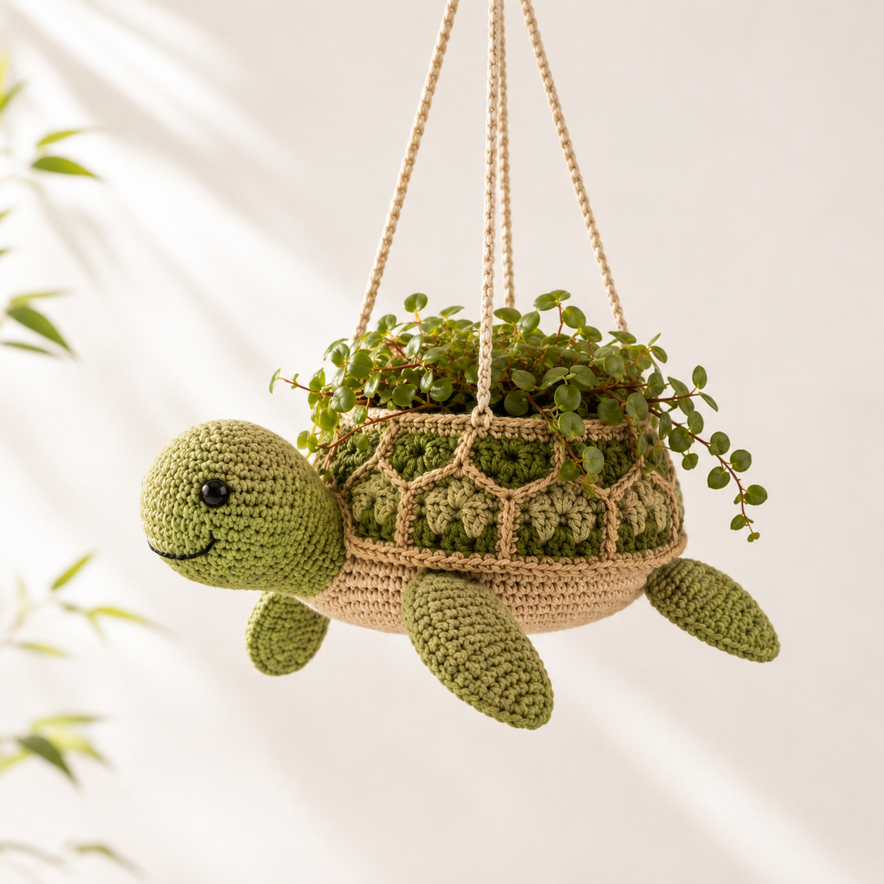 Crochet Turtle Hanging Planter Pattern PDF