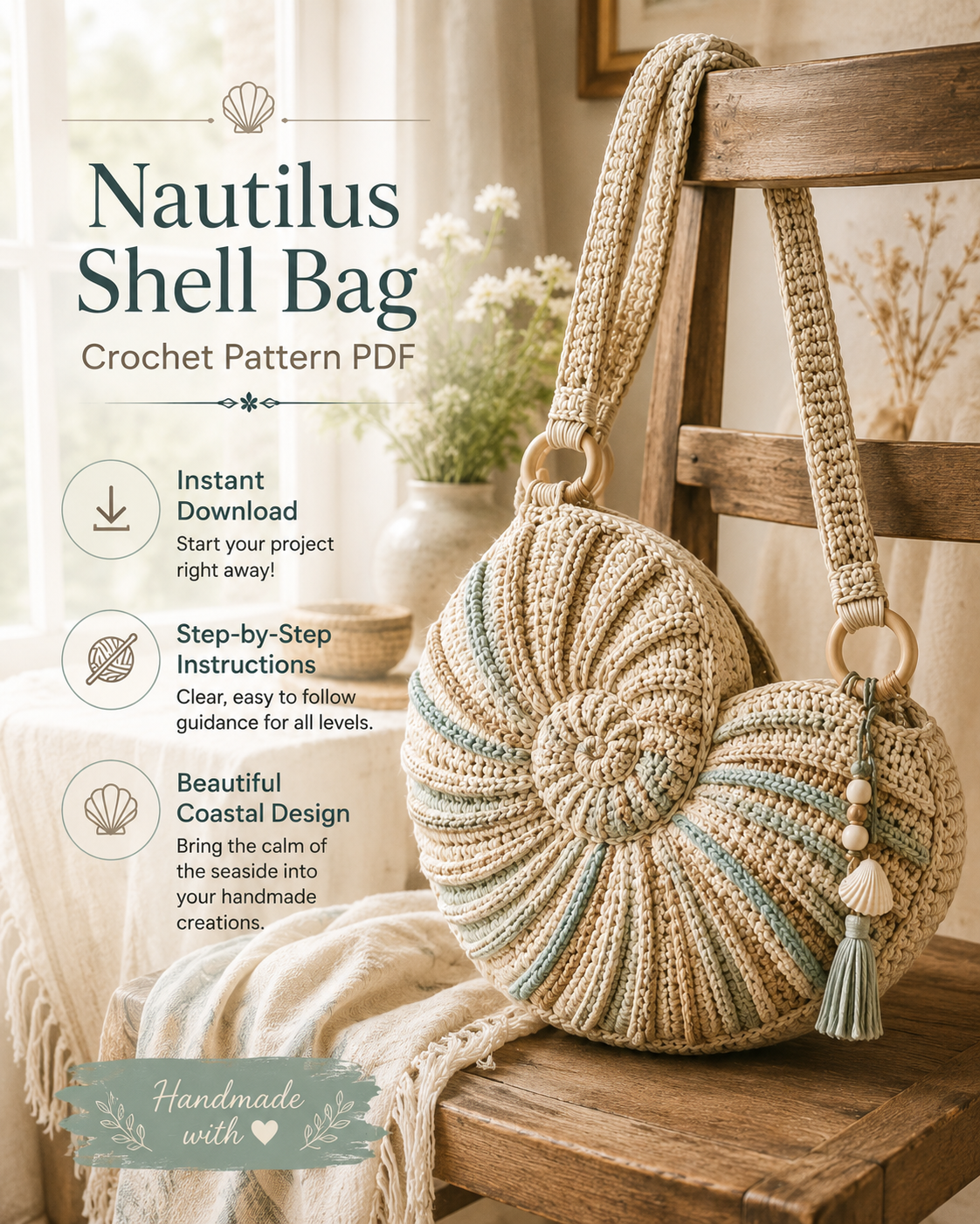 Nautilus Shell Bag Crochet Pattern PDF