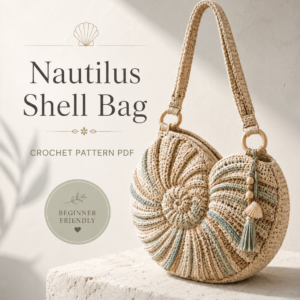 Nautilus Shell Bag Crochet Pattern PDF, Coastal Crochet Purse,Instant Download