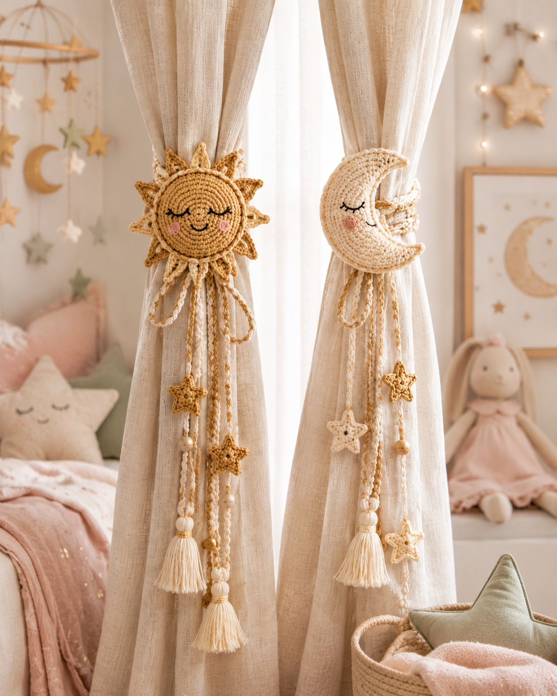 Crochet Sun and Moon Wall Hanging Pattern PDF