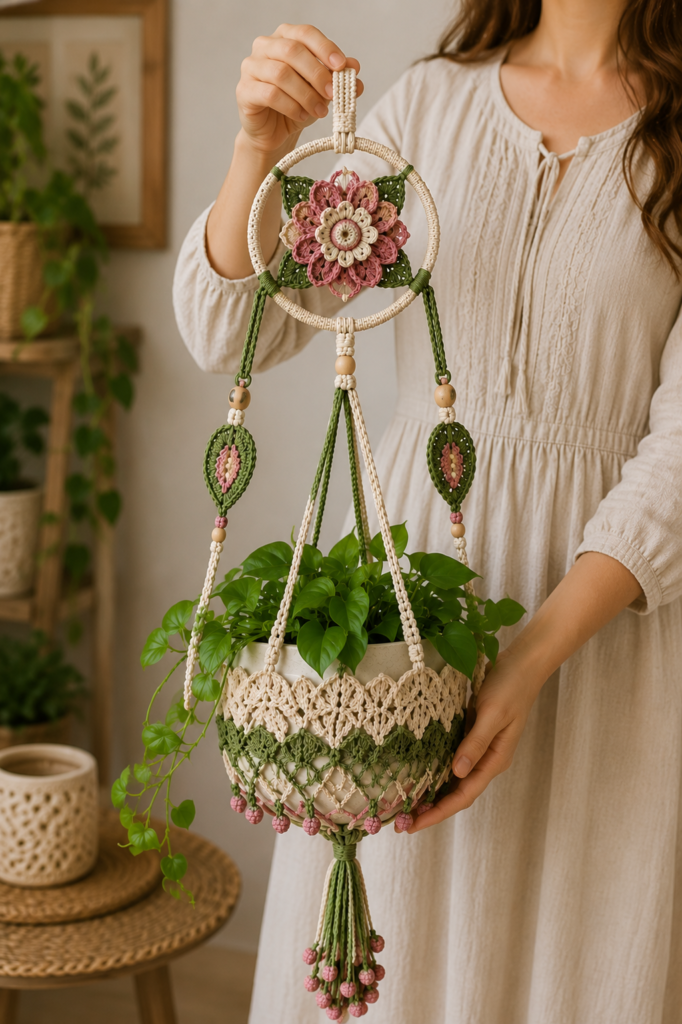 Crochet Plant Hanger Pattern PDF – Boho Hanging Planter Crochet Tutorial | DIY Home Decor Digital Download