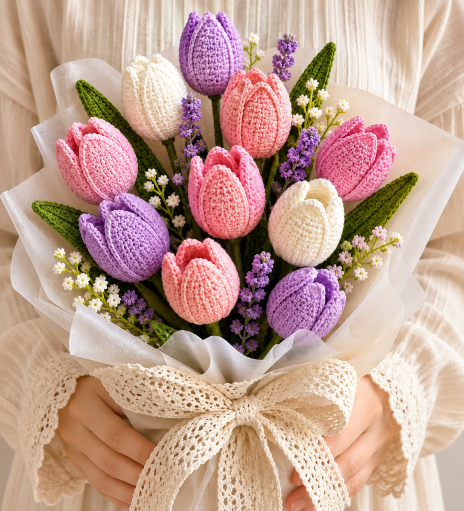 Crochet Tulip Bouquet Pattern PDF | Amigurumi Tulip Flowers | Instant Digital Download