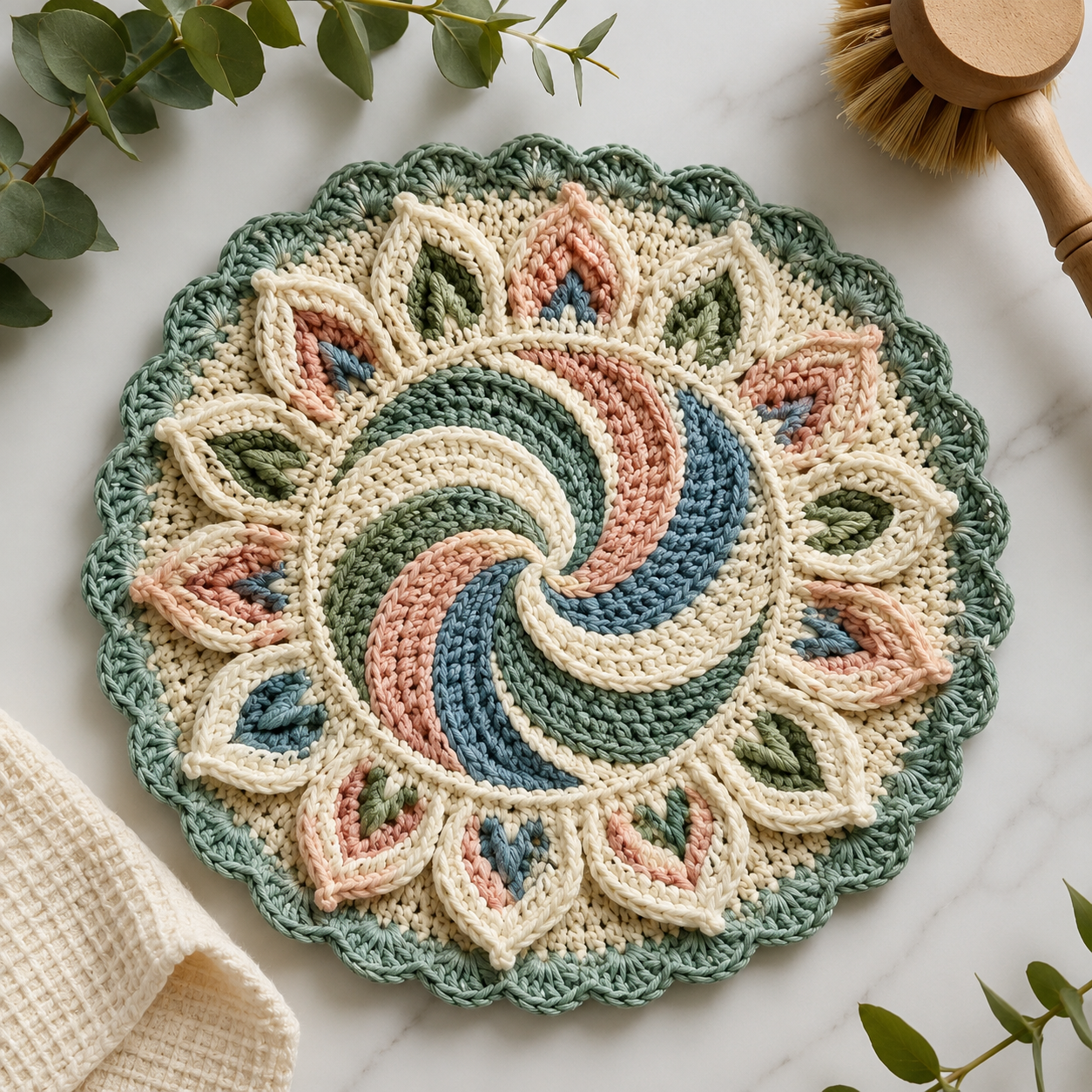 Floral Crochet Dishcloth Pattern PDF