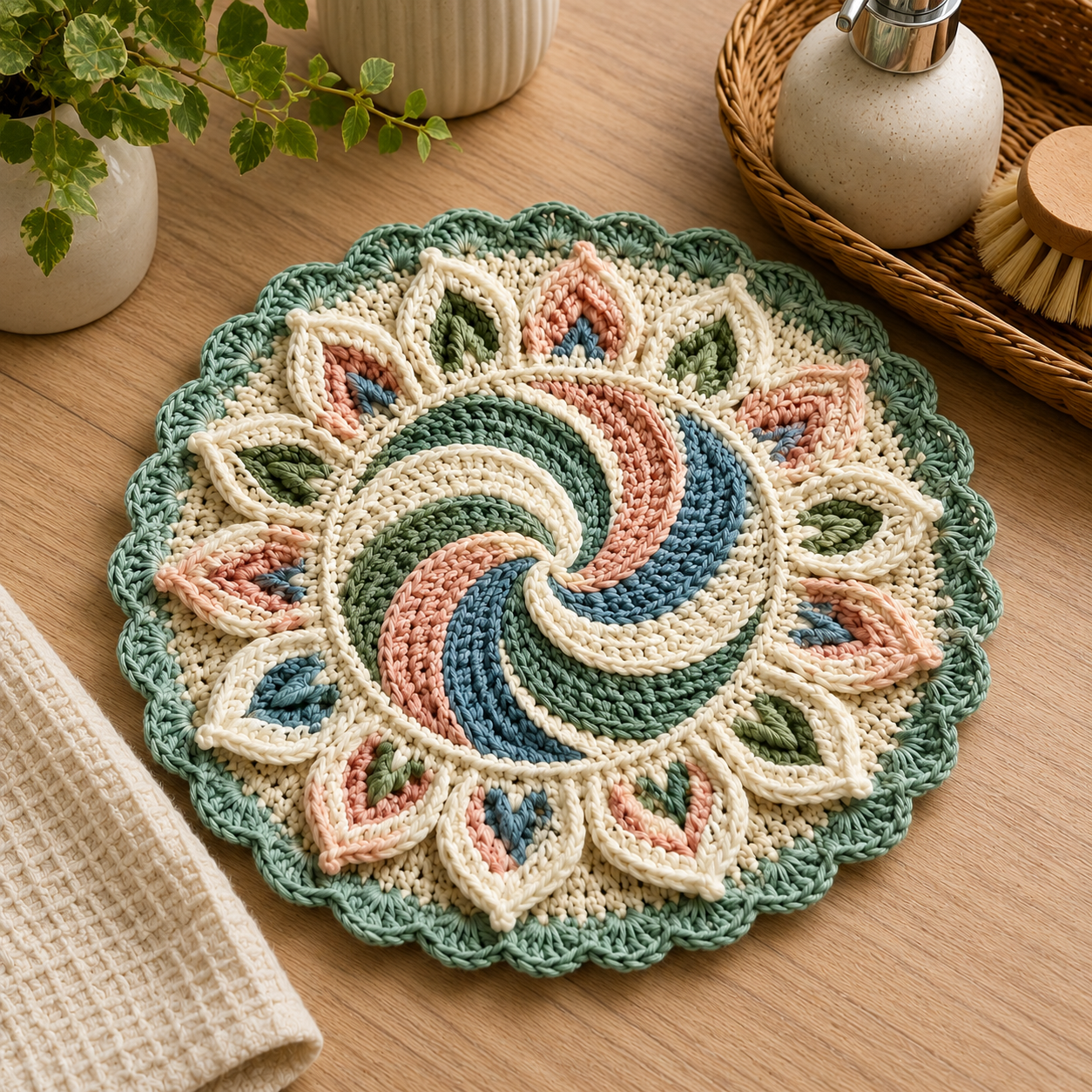 Floral Crochet Dishcloth Pattern PDF