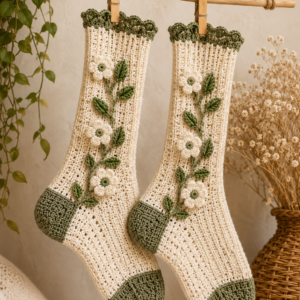 Floral Crochet Socks Pattern PDF