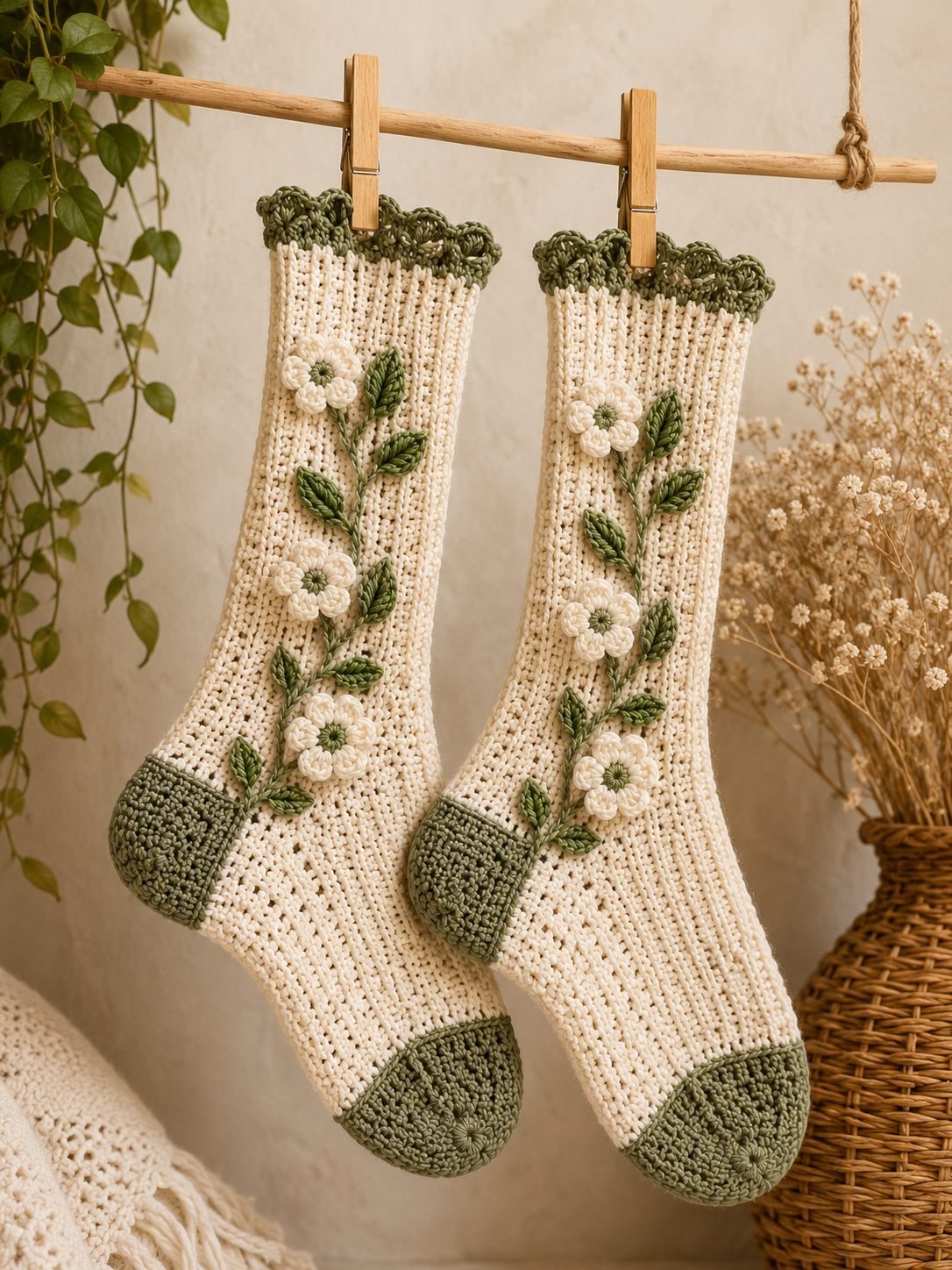 Floral Crochet Socks Pattern PDF