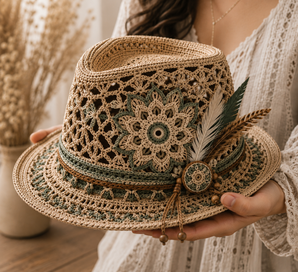 Crochet Fedora Hat Pattern PDF | Vintage Wide Brim Crochet Hat Tutorial