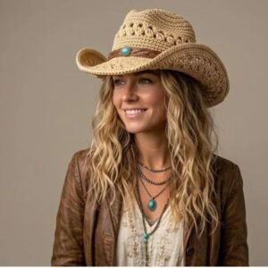 Crochet Western Cowgirl Hat Pattern PDF | Boho Cowboy Hat Crochet Tutorial | Instant Digital Download