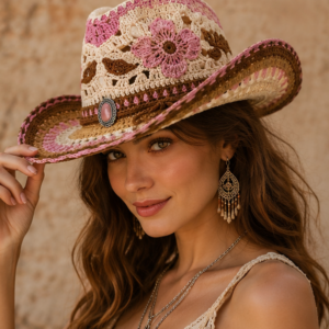 Crochet Floral Cowboy Hat Pattern PDF