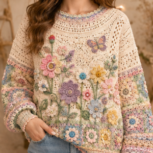Crochet Floral Sweater Pattern PDF