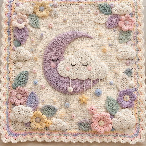 Crochet Moon Cloud Baby Blanket Pattern PDF