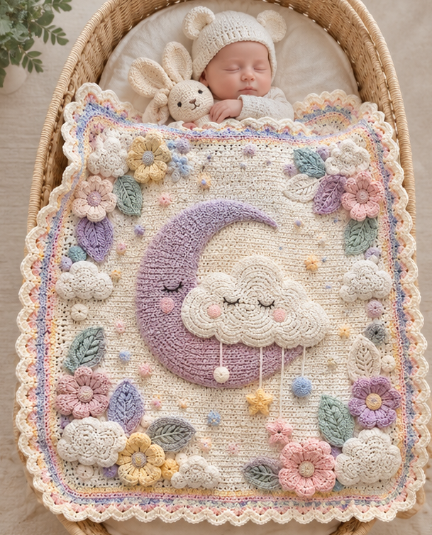 Crochet Moon Cloud Baby Blanket Pattern PDF