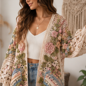 Crochet Floral Cardigan Pattern PDF – Boho Lace Crochet Sweater Tutorial