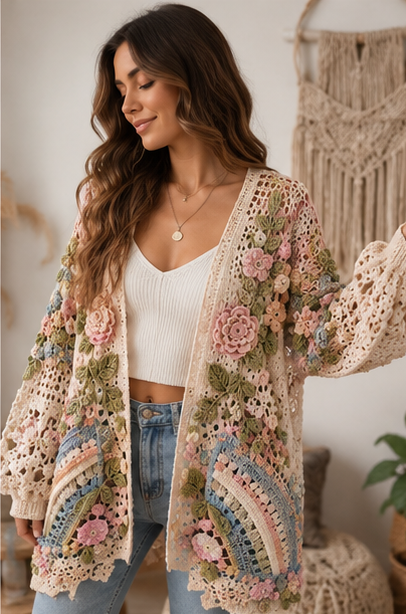 Crochet Floral Cardigan Pattern PDF – Boho Lace Crochet Sweater Tutorial