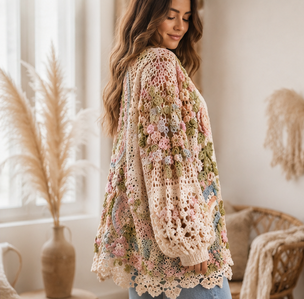 Crochet Floral Cardigan Pattern PDF