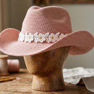 Crochet Cowgirl Hat Pattern PDF | Western Sun Hat Crochet Tutorial | Instant Digital Download