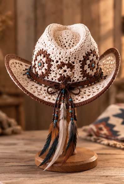 Crochet Cowboy Hat Pattern PDF Western Cowgirl Design - Image 2