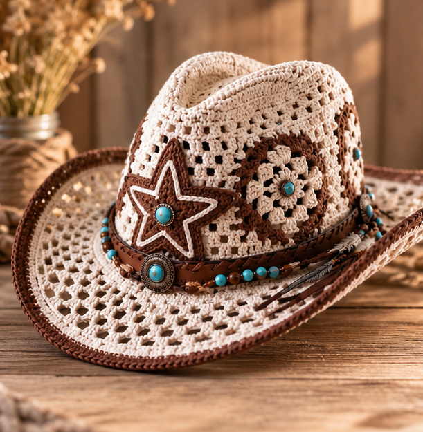 Crochet Cowboy Hat Pattern PDF Western Cowgirl Design
