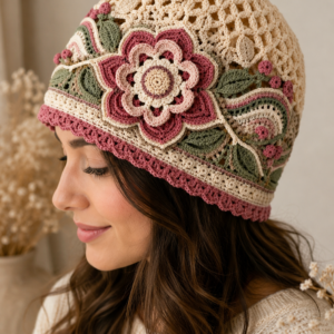 Crochet Floral Beanie Pattern PDF | Instant Download
