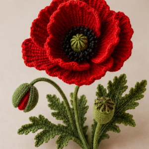 Crochet Poppy Flower Pattern PDF