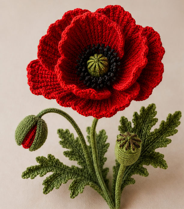 Crochet Poppy Flower Pattern PDF Handmade Floral Design