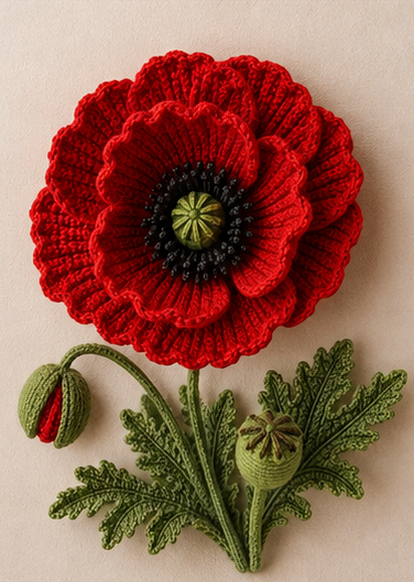 Crochet Poppy Flower Pattern PDF
